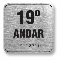 Placa 19 Andar Braille Relevo Alumínio - ABNT NBR 9050 (10x10cm)