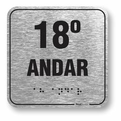Placa 18 Andar Braille Relevo Alumínio - ABNT NBR 9050 (10x10cm)