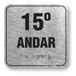 Placa 15 Andar Braille Relevo Alumínio - ABNT NBR 9050 (10x10cm)