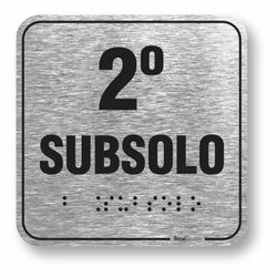 Placa 2 Subsolo Braille Relevo Alumínio - ABNT NBR 9050 (10x10cm)