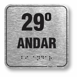 Placa 29 Andar Braille Relevo Alumínio - ABNT NBR 9050 (10x10cm)