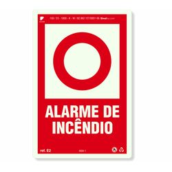Placa Alarme De Incêndio Fotoluminescente E2