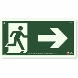 Placa Rota De Fuga Pictograma E Seta Direita Fotoluminescente S1