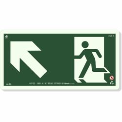 Placa Rota De Fuga Pictograma E Seta Cima Esquerda Fotoluminescente S5