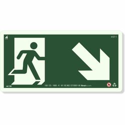 Placa Rota De Fuga Pictograma E Seta Direta Baixo Fotoluminescente S6