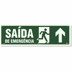 Placa Saída De Emergência Seta Cima Fotoluminescente S13-Cm - 18X60Cm