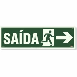 Placa Saída Seta Direita Fotoluminescente S13-D - 18X60Cm