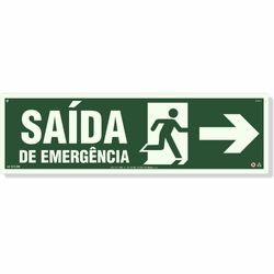 Placa Saída De Emergência Seta Direita Fotoluminescente S13-Dm - 18X60Cm