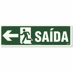 Placa Saída Seta Esquerda Fotoluminescente S13-E - 18X60Cm