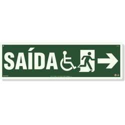 Placa Saída Cadeirante Seta Direita Fotoluminescente S16-D - 18X60Cm