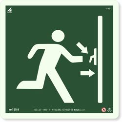 Placa Porta Corta-Fogo Por Barra Antipânico Fotoluminescente S19