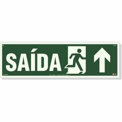 Placa Saída De Emergência Seta Cima Fotoluminescente S13-C - 18X60Cm