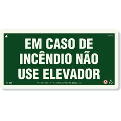 Placa Em Caso De Incêndio Não Use O Elevador Fotoluminescente S29