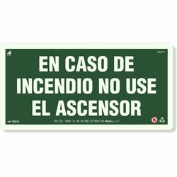 Placa Em Caso De Incendio No Use El Ascensor Fotoluminescente S29-E