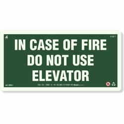 Placa In Case Of Fire Do Not Use Elevator Fotoluminescente S29-I
