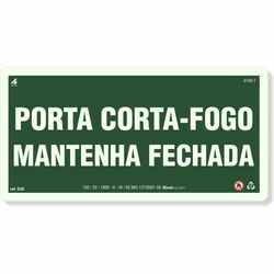 Placa Porta Corta-Fogo Mantenha Fechada Fotoluminescente S30