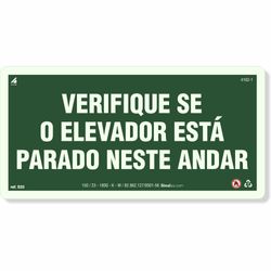 Placa Verifique Se O Elevador Está Parado Neste Andar Fotoluminescente S33