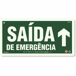 Placa Saída De Emergência Seta Cima Fotoluminescente S23-C