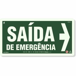 Placa Saída De Emergência Seta Diretia Fotoluminescente S23-D
