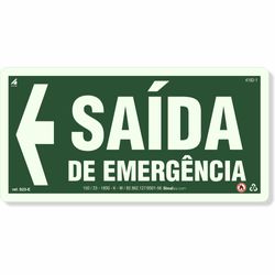 Placa Saída De Emergência Seta Esquerda Fotoluminescente S23-E