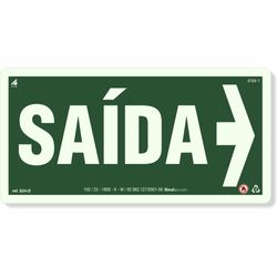 Placa Saída De Emergência Seta Direita Fotoluminescente S24-D
