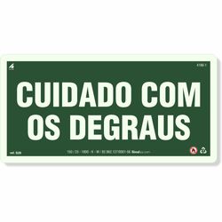 Placa Cuidado Com Os Degraus Fotoluminescente S26