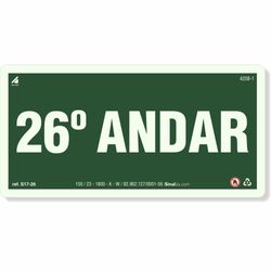 Placa 26 Andar Fotoluminescente S17