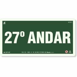 Placa 27 Andar Fotoluminescente S17