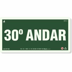 Placa 30 Andar Fotoluminescente S17