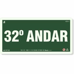 Placa 32 Andar Fotoluminescente S17