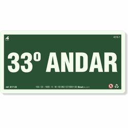 Placa 33 Andar Fotoluminescente S17