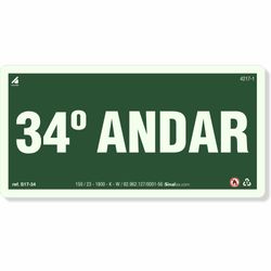 Placa 34 Andar Fotoluminescente S17