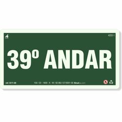 Placa 39 Andar Fotoluminescente S17