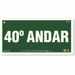 Placa 40 Andar Fotoluminescente S17