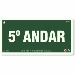 Placa 5 Andar Fotoluminescente S17
