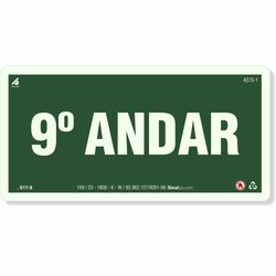 Placa 9 Andar Fotoluminescente S17