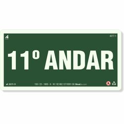 Placa 11 Andar Fotoluminescente S17