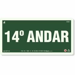 Placa 14 Andar Fotoluminescente S17