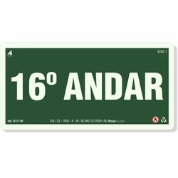 Placa 16 Andar Fotoluminescente S17