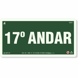 Placa 17 Andar Fotoluminescente S17