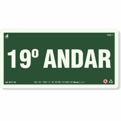 Placa 19 Andar Fotoluminescente S17