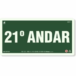 Placa 21 Andar Fotoluminescente S17