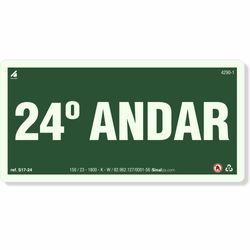 Placa 24 Andar Fotoluminescente S17