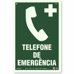 Placa Fotoluminescente Telefone De Emergência EM3 (30x20cm)