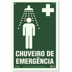 Placa Fotoluminescente Chuveiro De Emergência EM8 (30x20cm)