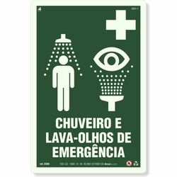 Placa Fotoluminescente Chuveiro E Lava-Olhos De Emergência EM9 (30x20cm)