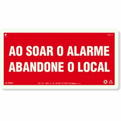 Placa Ao Soar O Alarme Abandone O Local Fotoluminescente MA23