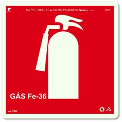 Placa Extintor De Incêndio Fotoluminescente Gás Fe-36