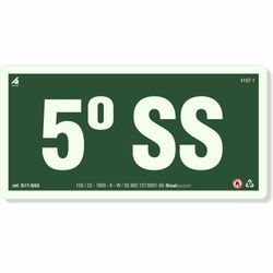 Placa 5 Andar Sub Solo Fotoluminescente S17-SS5