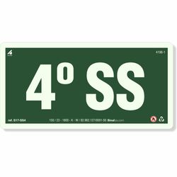 Placa 4 Andar Sub Solo Fotoluminescente S17-SS4
